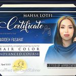 گواهی کسب‌وکار برای خدمات تخصصی مو فریده،رنگ وکراتین وفردائم