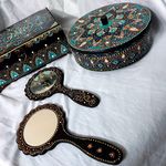 دیوارکوب و ظروف نقطه کوبی چوبی و سفالی
