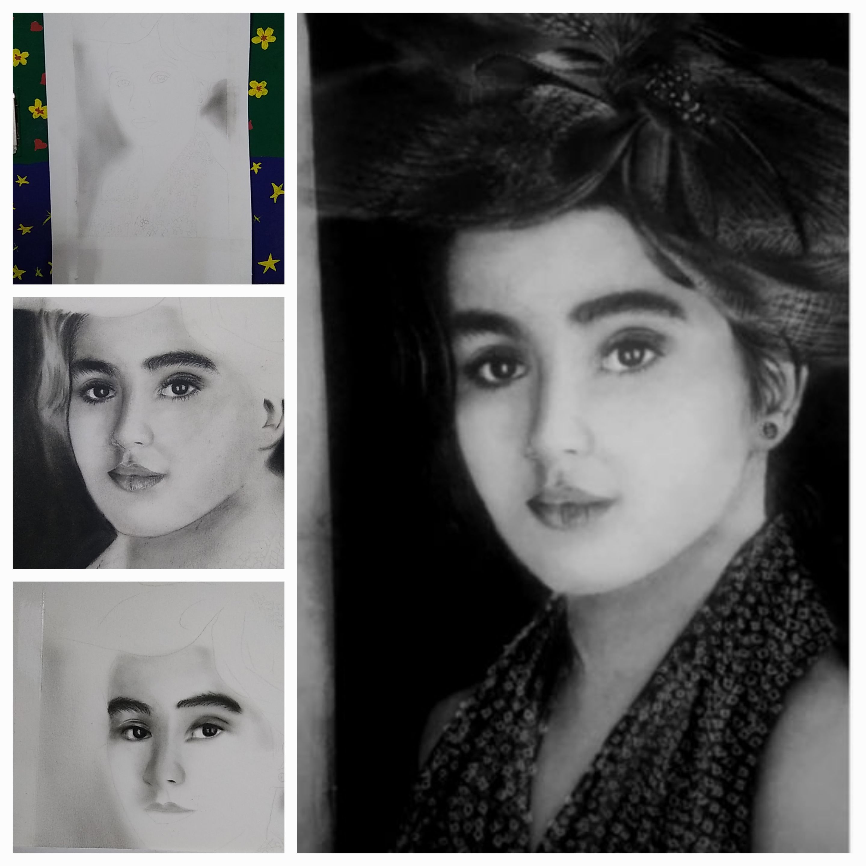 طراحی چهره سیاه قلم