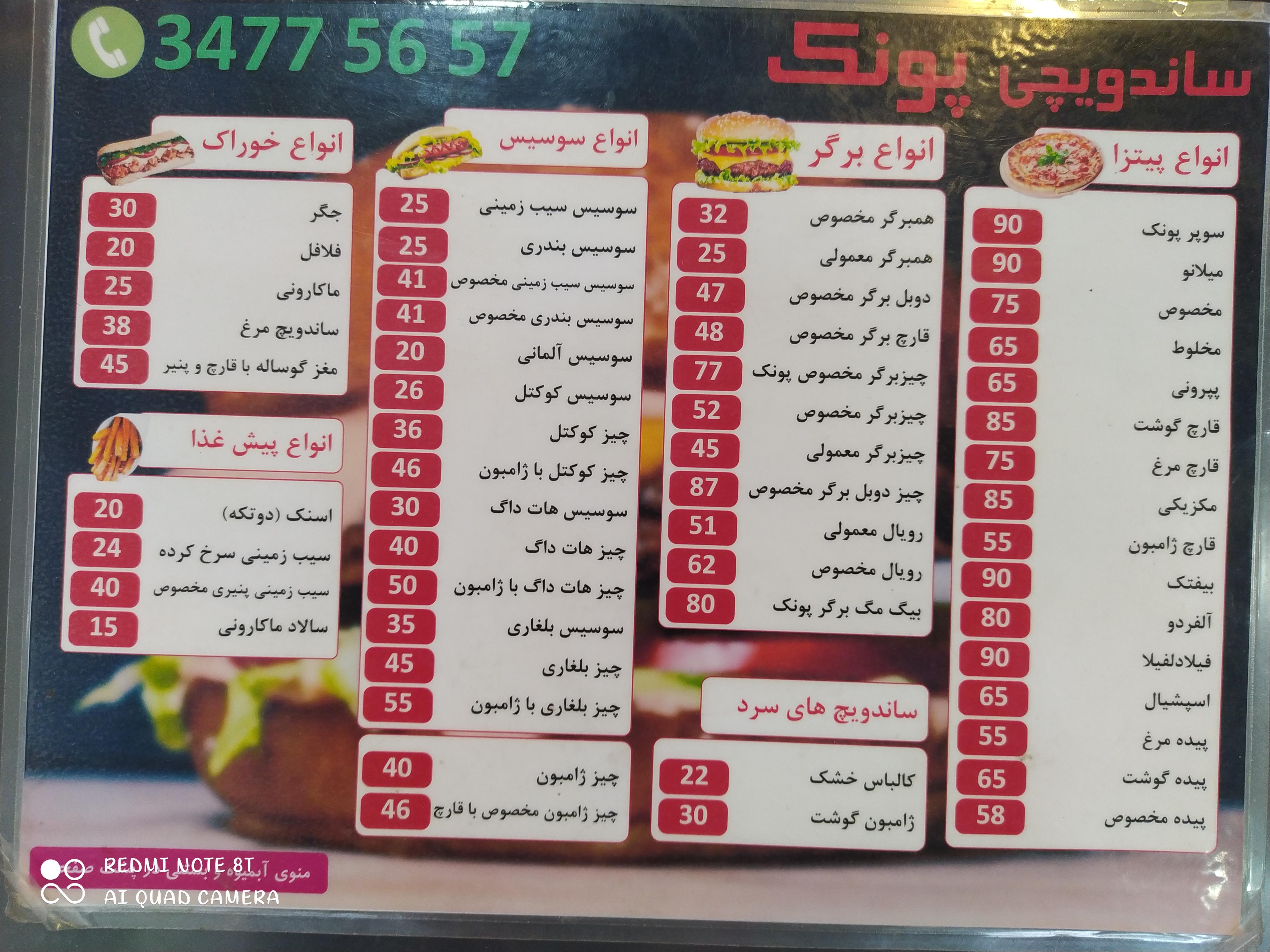 ساندویچ و پیتزای پونک