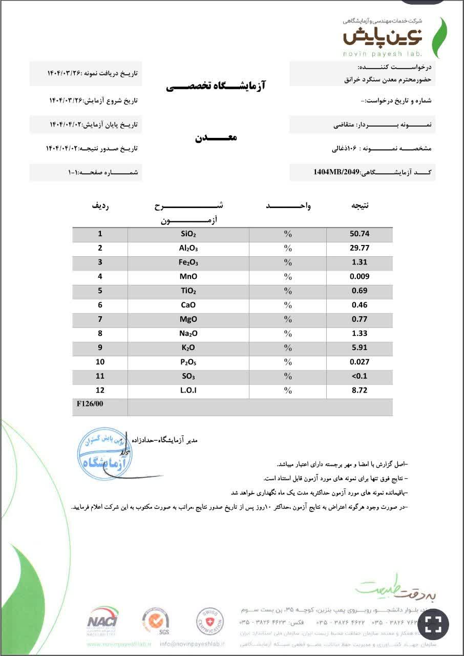 معدن خاک صنعتی سنگرد خرانق