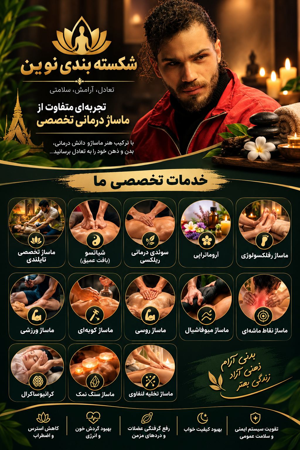 شکسته بندی نوین و ماساژ درمانی و حرکات