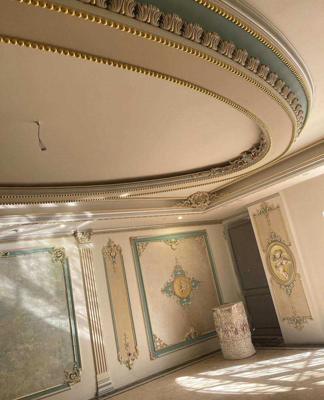 دکوراسیون لوکس داخلی پتینه طرح سنگ ورق طلا