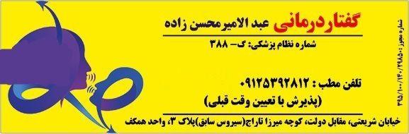 گفتاردرمانی امیر محسن زاده