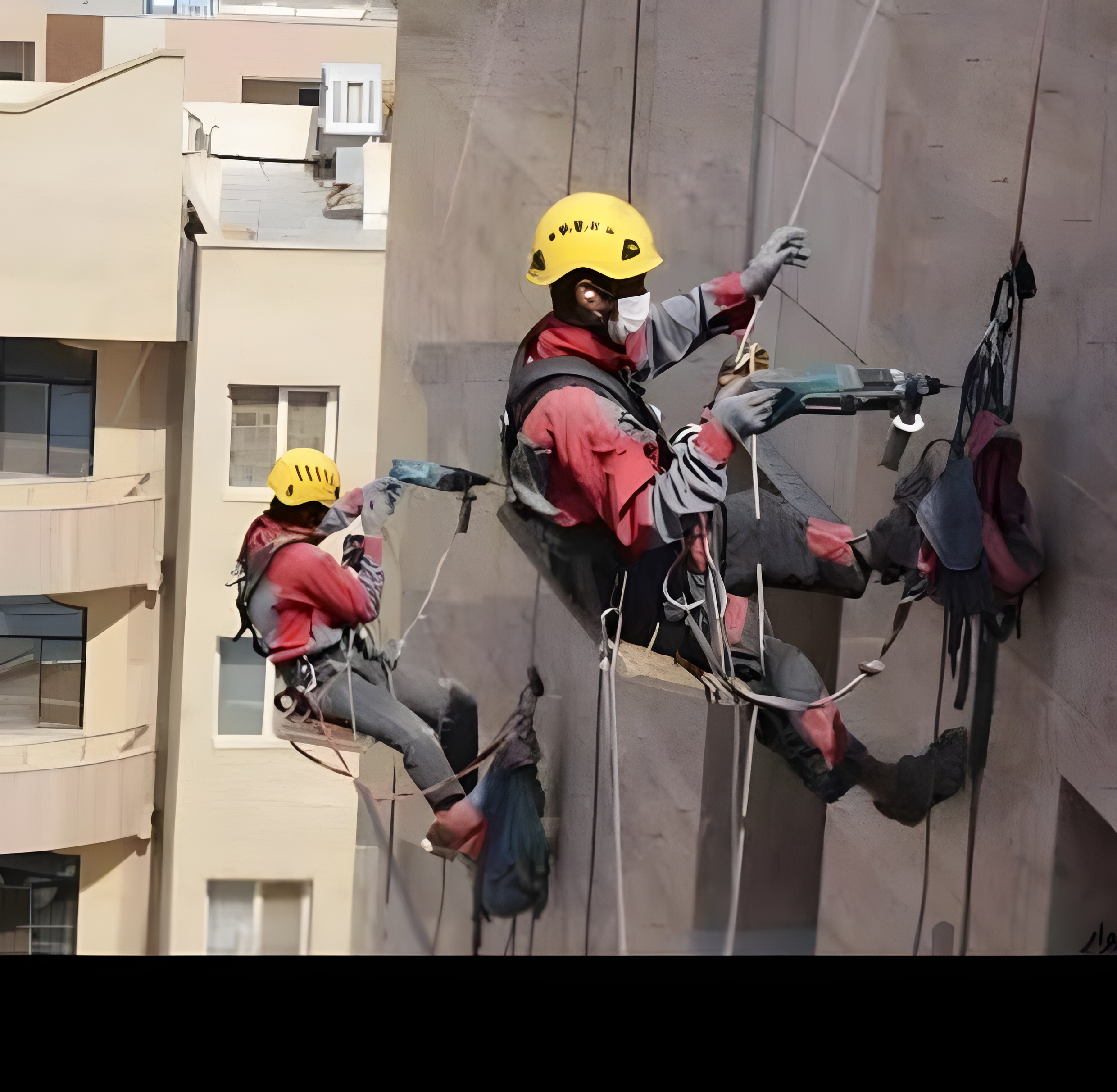 تعمیرات نما رولپلاک سنگ شستشو با طناب